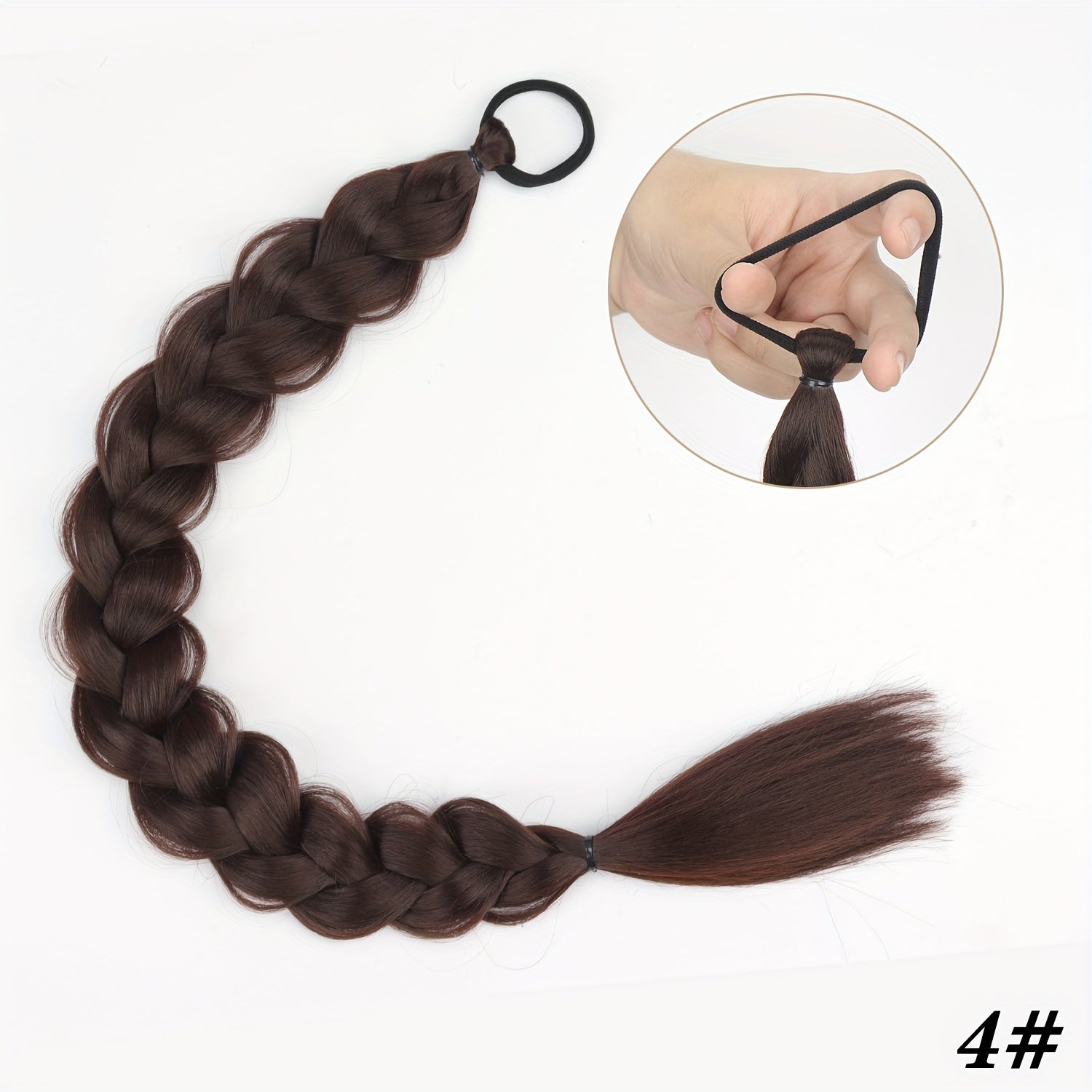 Long Braided Ponytail Extension with Elastic Tie - Heat-Resistant Synthetic Hair for Women, Wrap-Around Ponytail for Daily & Party