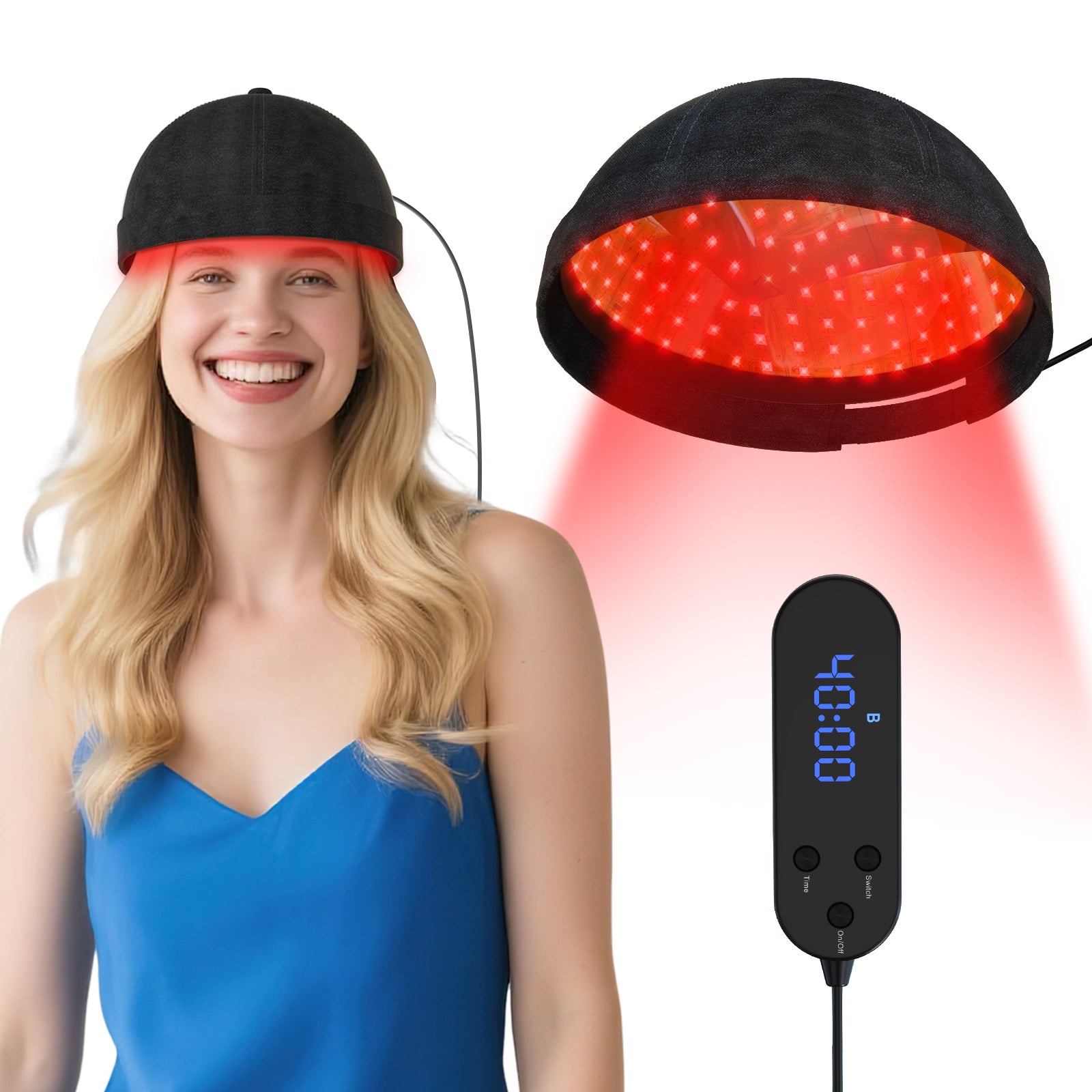 KTS Red Light Therapy Hair Growth Cap – USB-Powered Scalp Massager for Men & Women