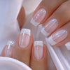 24-Piece Nude White Press-On Nail Set — Detachable Square Tips, Glossy Finish, Jelly Glue & Nail File