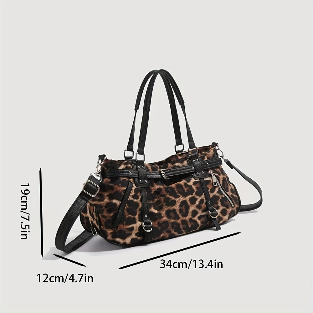 Trendy Underarm Baguette Bag - Black Hippie Shoulder Purse with Removable Strap and Zipper Closure