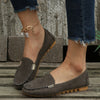Women's Round Toe Slip-On Loafers with Ankle Chain, Fabric Upper and PU Sole