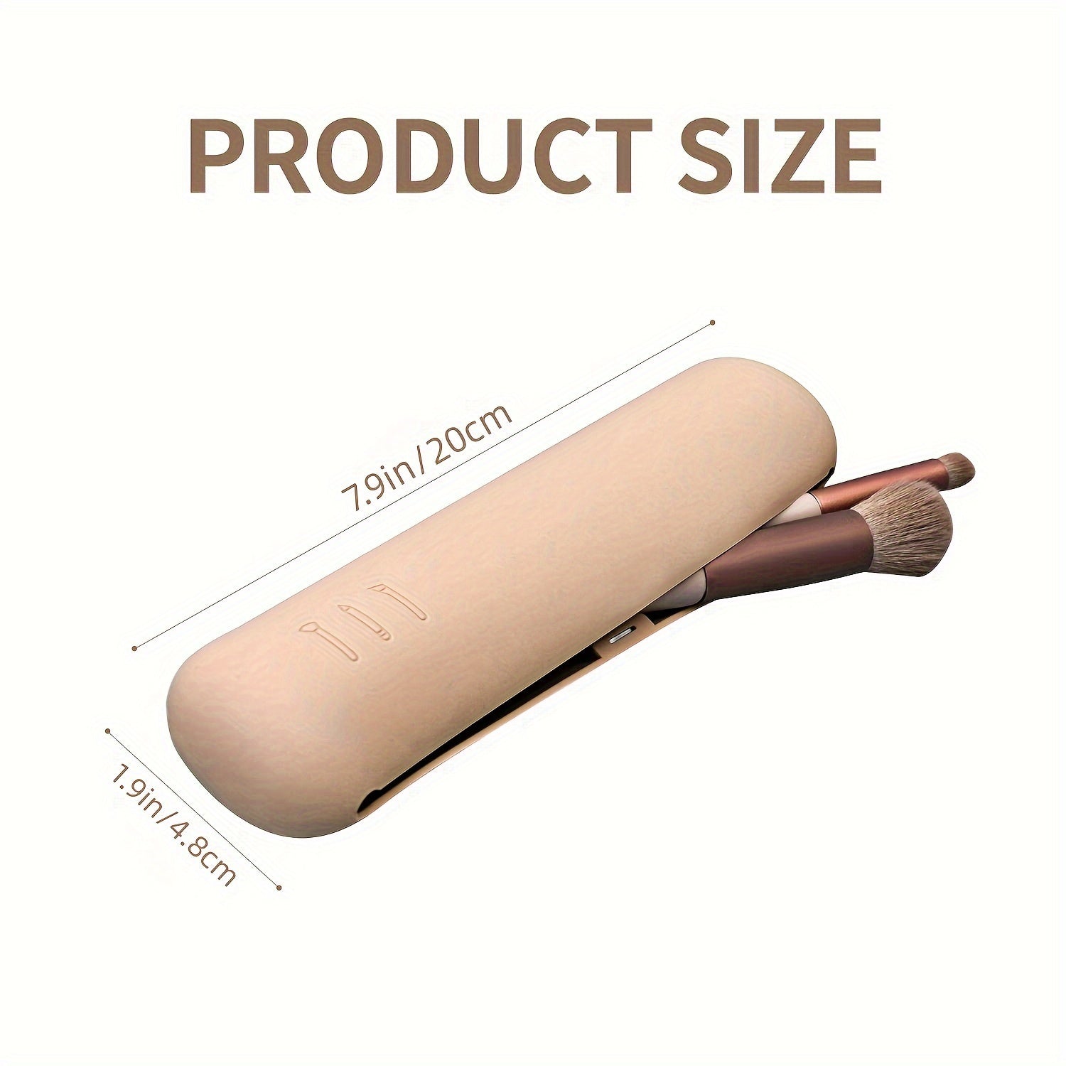 Beige Silicone Travel Makeup Brush Holder - Magnetic Closure, Anti-Fall Portable Makeup Brush Organizer