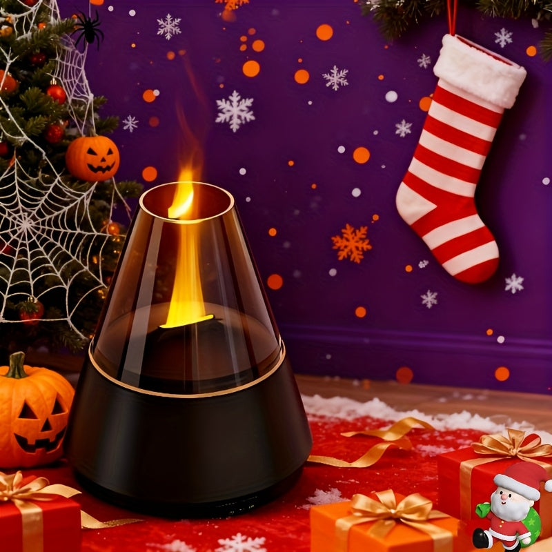 Real Flame Effect Aromatherapy Diffuser & Humidifier - USB Essential Oil Diffuser with 7 LED Colors, Ultra-Quiet, 120ml Tank, Auto Shut-Off, Timer