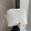Minimalist PU Crossbody Bucket Bag for Women, Metal Accent Shoulder Messenger Bag