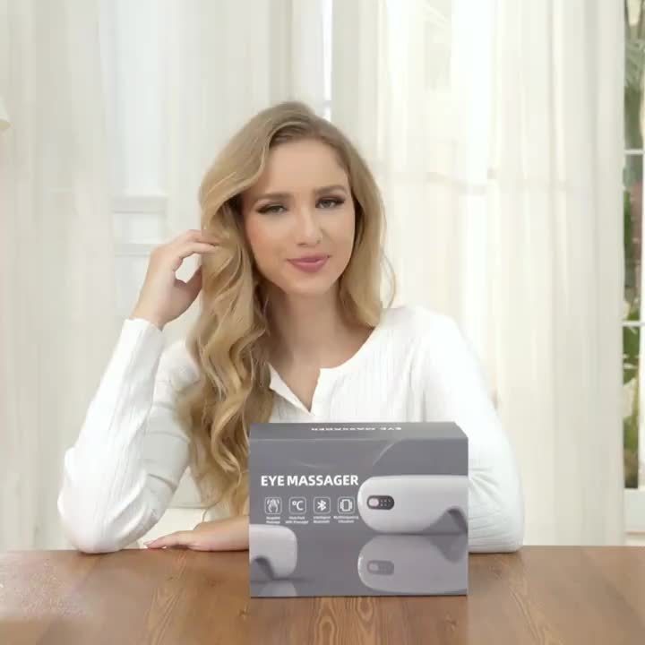 Foldable Eye Massager — Constant Temperature Hot Compress, Acupoint Vibration & Wireless Music, Breathable Silicone, Rechargeable Portable for Home & Office