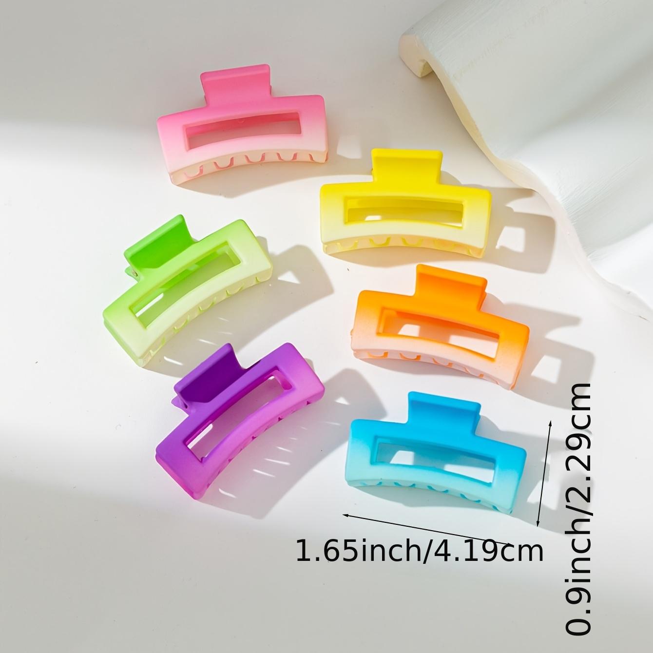 6-Pack Multicolor Macaron Hair Clips Small Square Plastic Hair Claws for Women and Girls