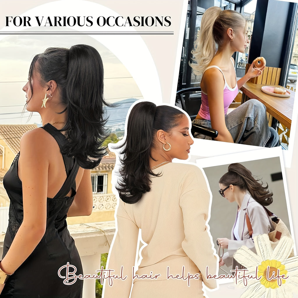 20-Inch (50 cm) Curly Wavy Drawstring Clip-On Ponytail Extension for Women