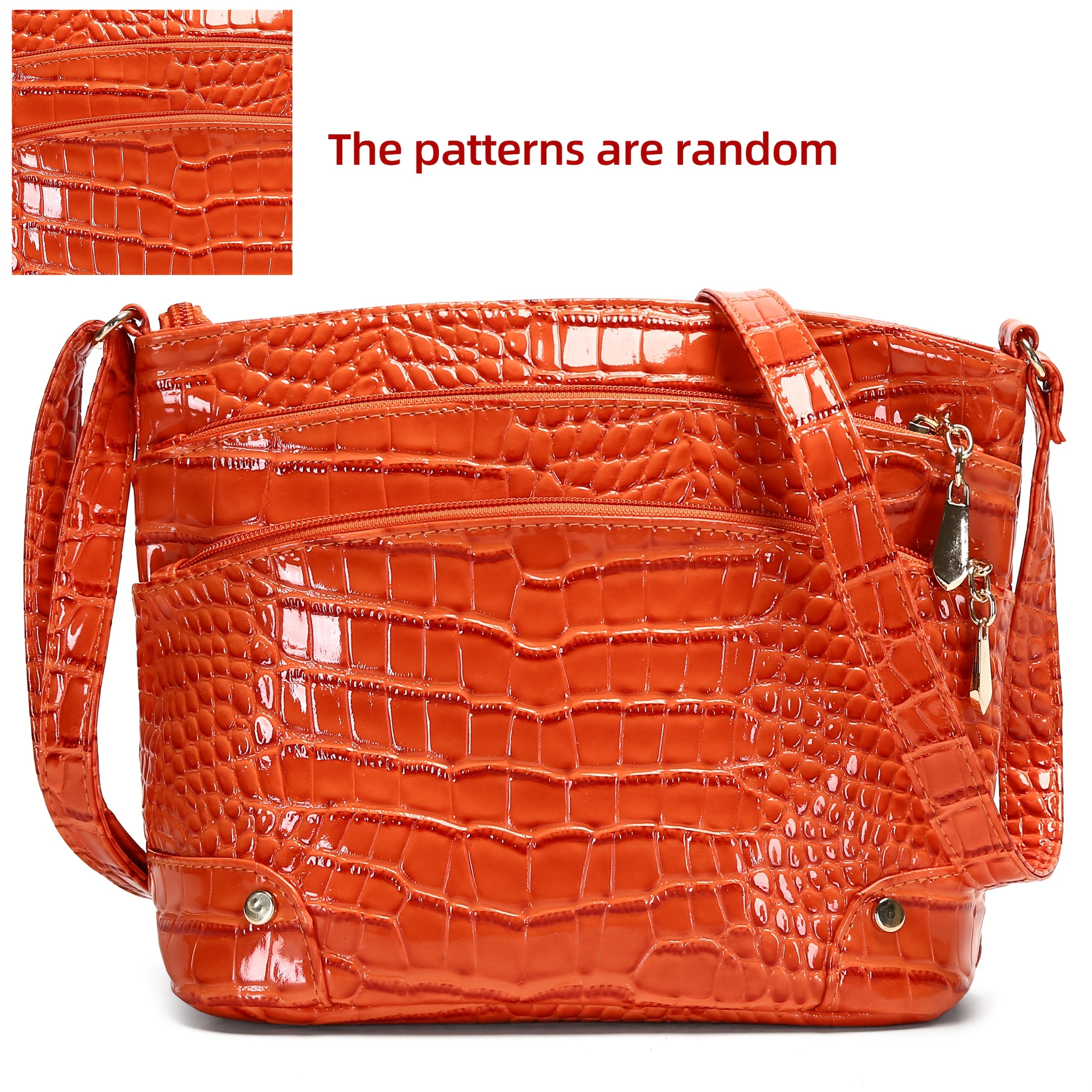 Crocodile Pattern PU Women's Shoulder & Crossbody Bag - Multi-Layer Large Capacity Bucket Bag
