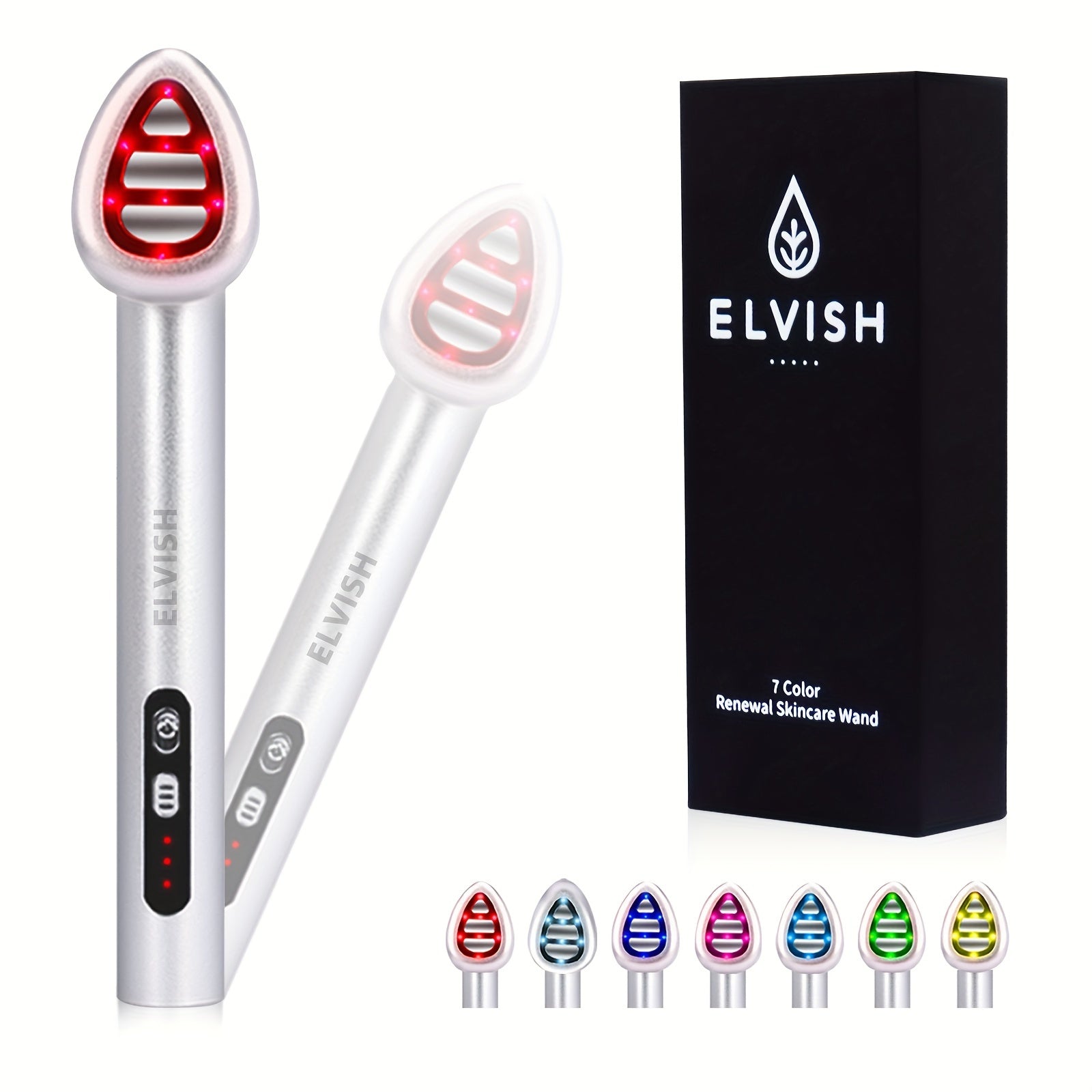 ELVISH 7-Color LED Eye Massager – Rechargeable Vibrating Facial Wand for Dark Circles, Eye Bags, Fine Lines & Wrinkles – Portable Battery-Powered Beauty Tool