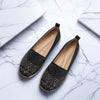 Women's Rhinestone Vintage All-Season Slip-On Penny Loafers – Round Toe Cushioned TPR Sole Flats for Weddings, Parties & Daily Wear