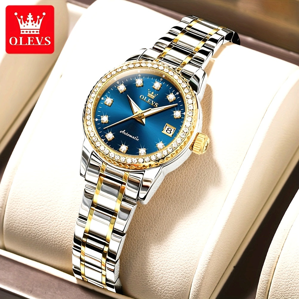 OLEVS Women's Automatic Mechanical Watch – Stainless Steel Luminous Analog Wristwatch, Elegant Fashion
