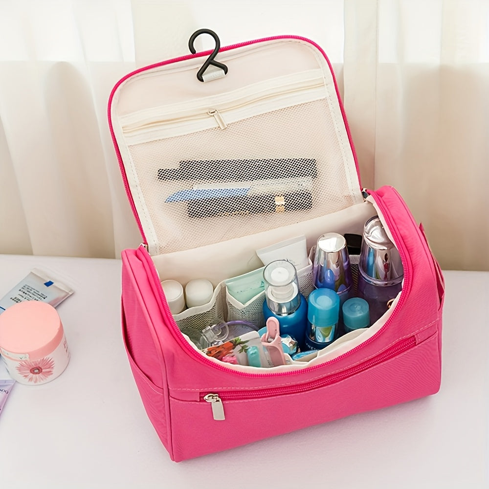 Large Capacity Travel Toiletry Bag – Multifunctional Oxford Fabric Cosmetic Organizer with Zipper & Top Handle (Men & Women)