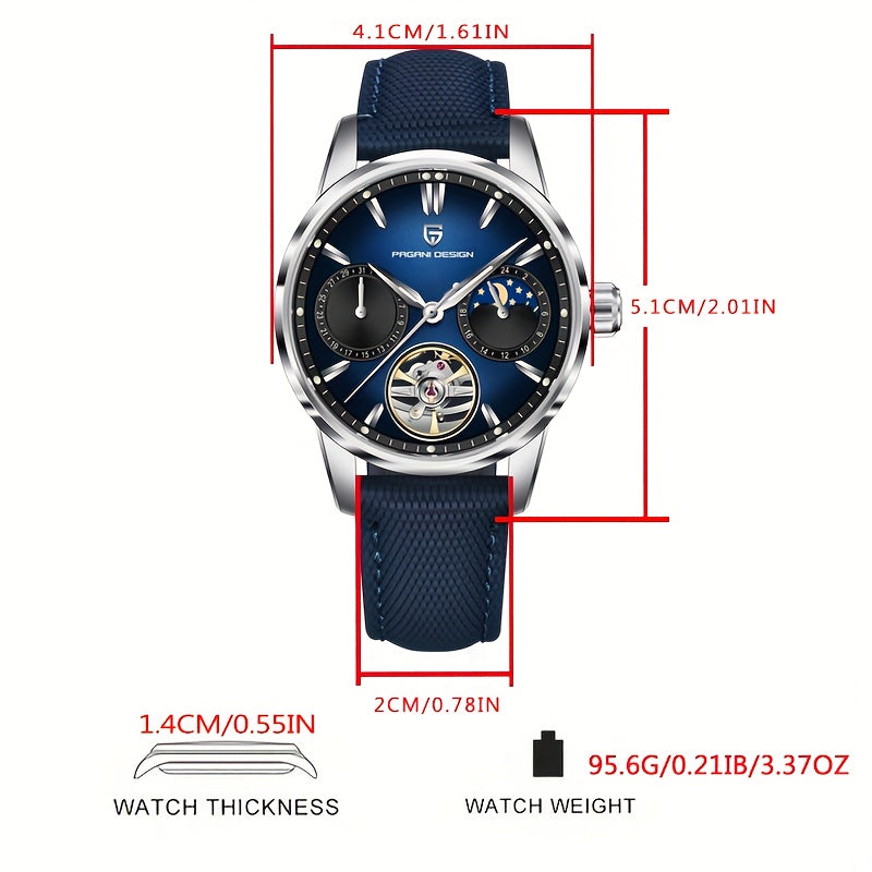 PAGANI DESIGN Women's Automatic Mechanical Tourbillon Watch – Stainless Steel, Luminous Luxury Timepiece