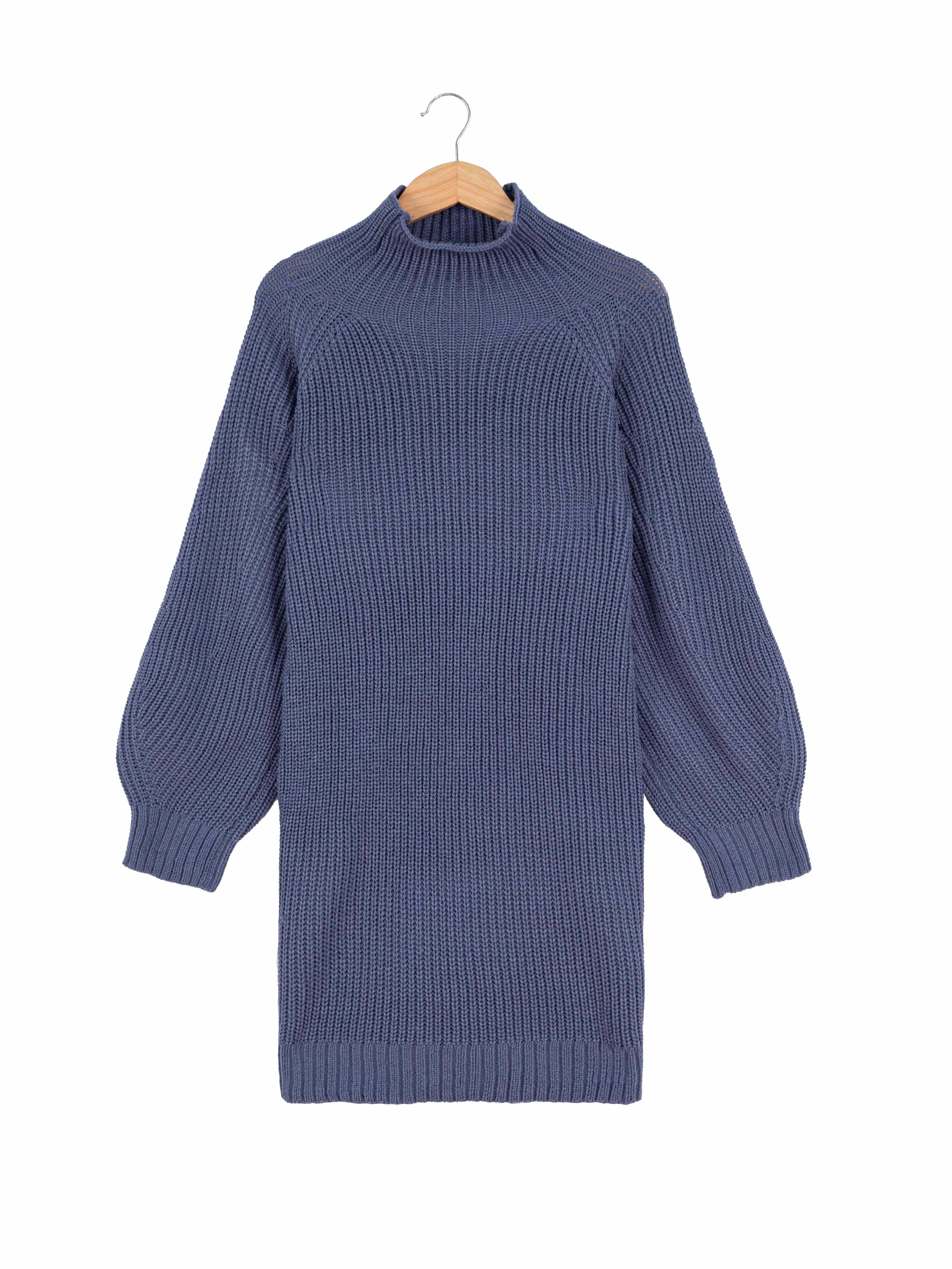 Plus Size Women's High Neck Casual Dress – 100% Acrylic Stretch Knit, Machine Washable