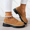 Women's Chunky Slip-On Penny Loafers - Lightweight Faux Leather Round Toe, EVA Sole, Breathable Fabric Lining, Retro Casual & Dress Shoes