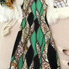Plus Size A-Line Sleeveless Midi Dress, Red & Black Geometric Print, Round Neck Fit & Flare