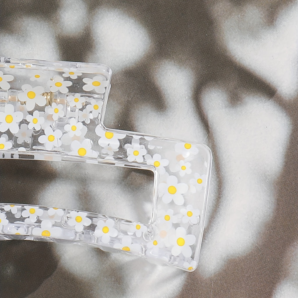 Transparent Lemon Flower Hair Claw Clip – Cute Minimalist Plastic Hair Clip for Women