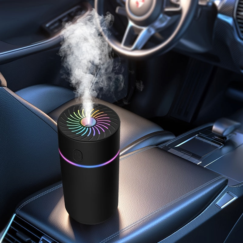 USB Mini Car Air Freshener & Humidifier, Essential Oil Aroma Diffuser with 7-Color LED for Cars, Home, Office, Travel (No Battery)