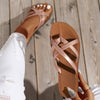 Women's Black Slip-On Mule Sandals - Greek Key Strap Flat PU Slides for Beach, Casual & Dressy Wear