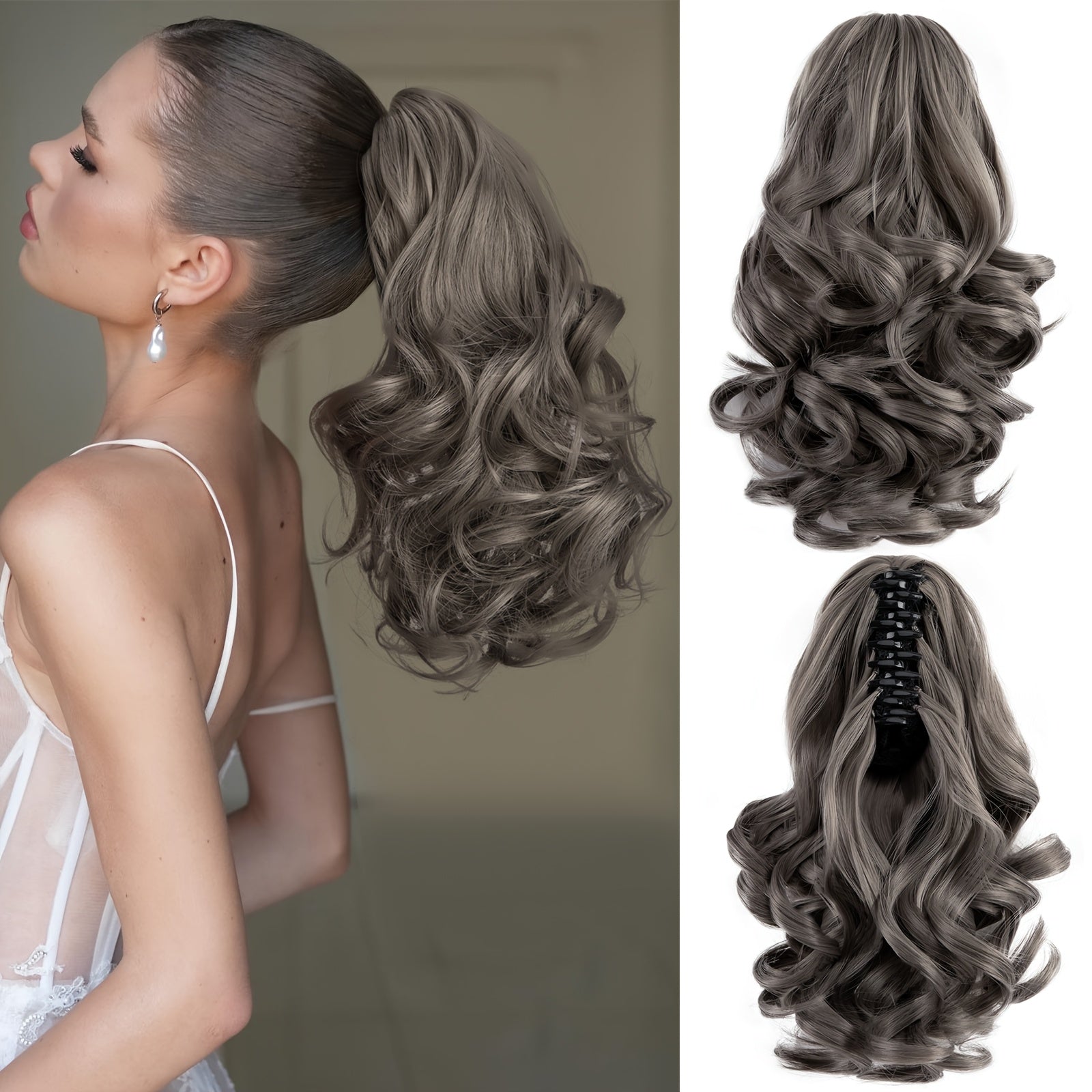 Curly Wavy Clip-In Ponytail – Clip-On Volumizing Hair Extension for Women – Heat-Resistant Fiber