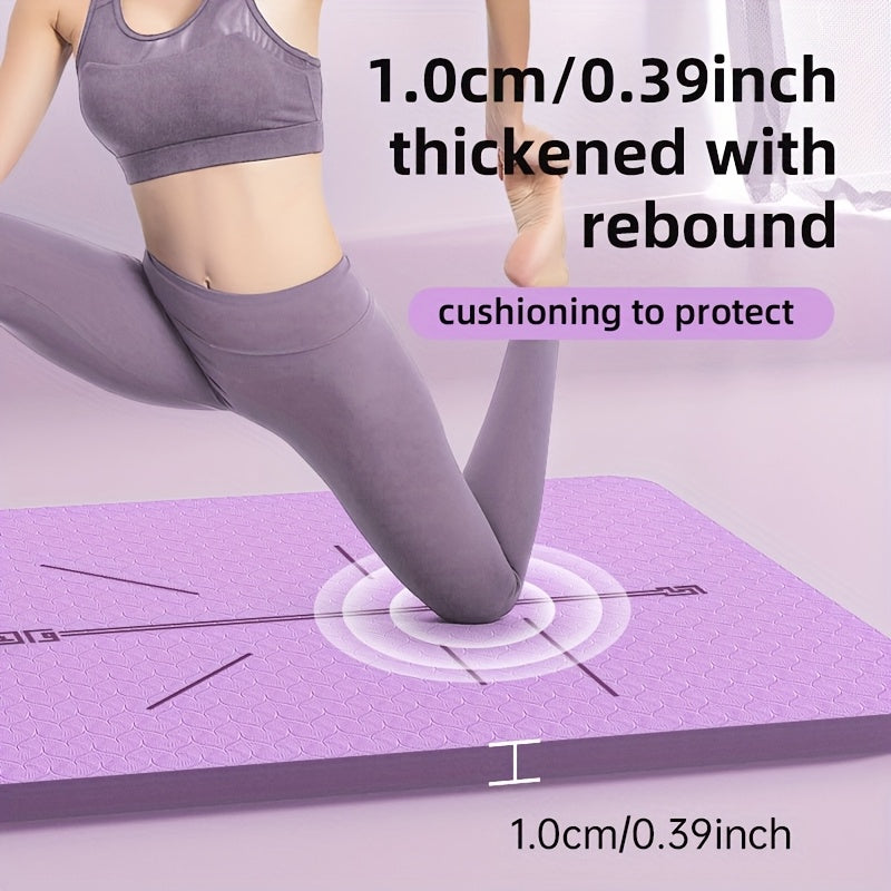 31 in (79 cm) TPE Yoga Mat with Alignment Guide - Anti-Slip Durable Mat for Yoga, Pilates & Home Workouts