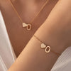 Minimalist Heart & Letter Necklace and Bracelet Set - Two-Piece Women's Everyday Jewelry