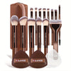 14-Piece Makeup Brush Set with 2 Air Cushion Puffs & Travel Bag — Foundation, Blush, Powder, Eye & Lash Brushes, Portable Holiday Gift