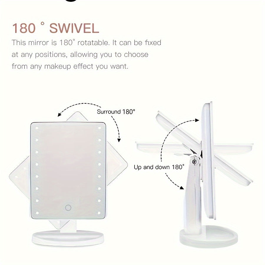 Portable Touchscreen LED Makeup Mirror — USB Powered, 3 Brightness Levels, Adjustable Desktop Vanity — Perfect Mother's Day Gift