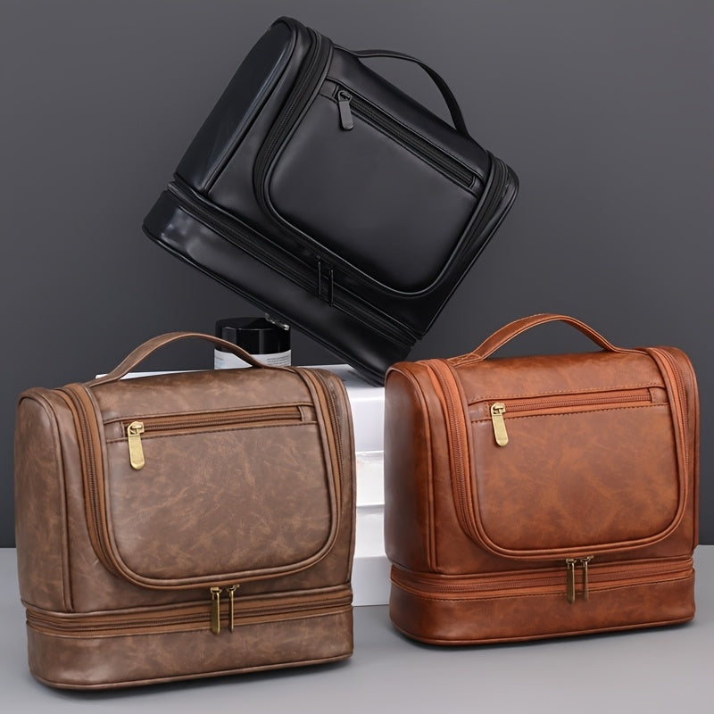 6-Tier Dual Compartment Toiletry & Makeup Organizer Bag with Hook — Large Capacity Travel Cosmetic Case, Black, Unisex