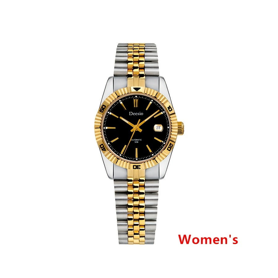 Deesio Women's Automatic Mechanical Watch with Moon-Phase Calendar, Stainless Steel Bracelet - Elegant Ladies Gift