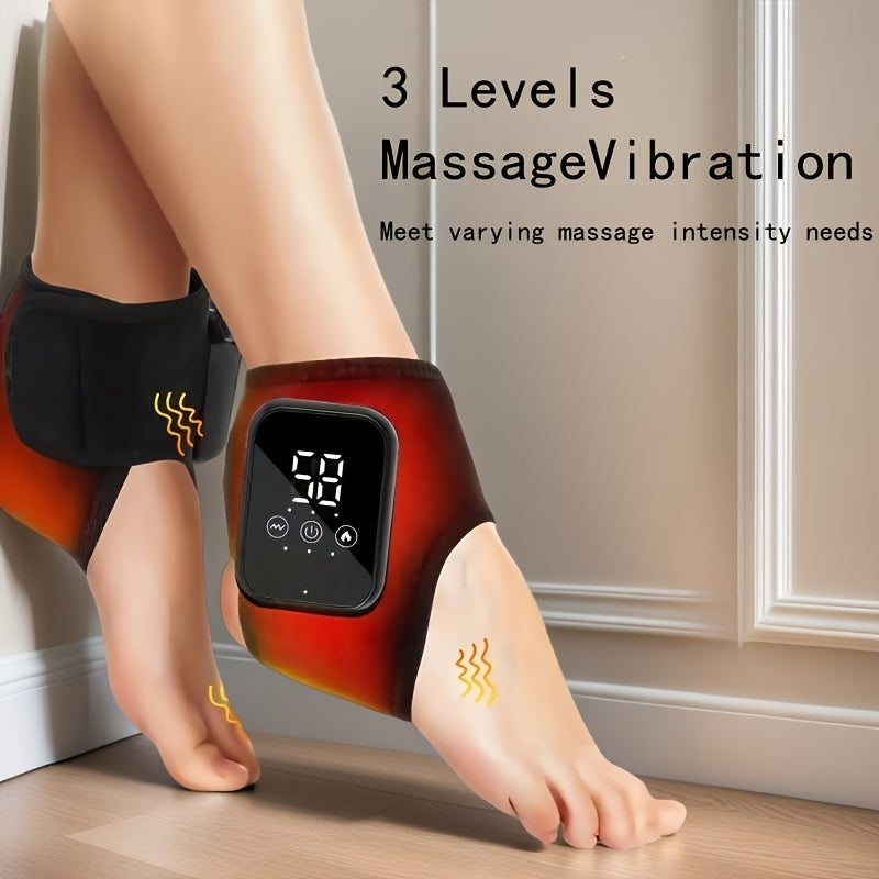 Wireless Heated Foot & Ankle Massager — 3 Vibration & 3 Heat Modes, USB Rechargeable, LCD Display, Portable