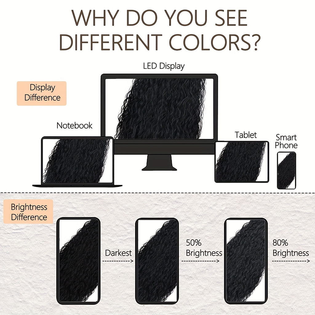 22-inch (56 cm) Water Wave Drawstring Ponytail - Synthetic Clip-In Curly Hair Extension for Women, Natural Black