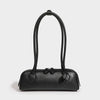 Women's Split Leather Retro Baguette Sausage Bag - Two-Tone Underarm Handbag with Gold-Tone Hardware