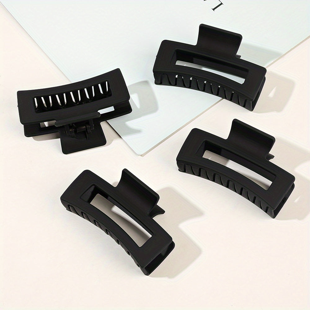 4-Pack Medium Matte Hair Claw Clips for Women - Strong Hold Non-Slip Rectangle Jaw Clips for Thick and Thin Hair