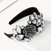 Handcrafted Vintage Crystal Rose Wide Headband for Women — Elegant Polyester Dress-Up Hairband