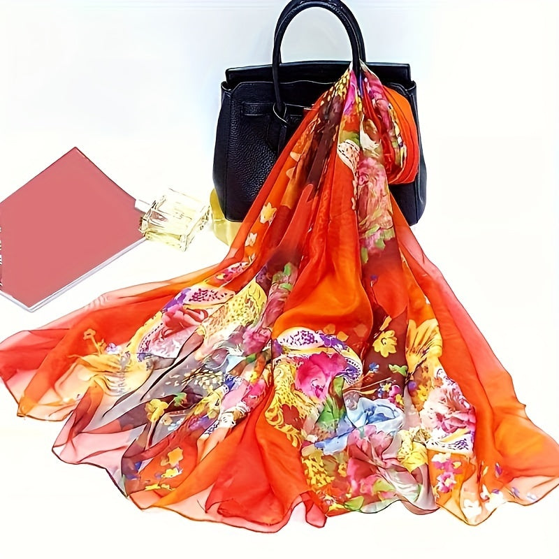 Women's Boho Floral Beach Shawl - Lightweight Breathable Windproof Travel Wrap & Beach Cover-Up in Pink Yellow Blue