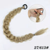 Long Braided Ponytail Extension with Elastic Tie - Heat-Resistant Synthetic Hair for Women, Wrap-Around Ponytail for Daily & Party