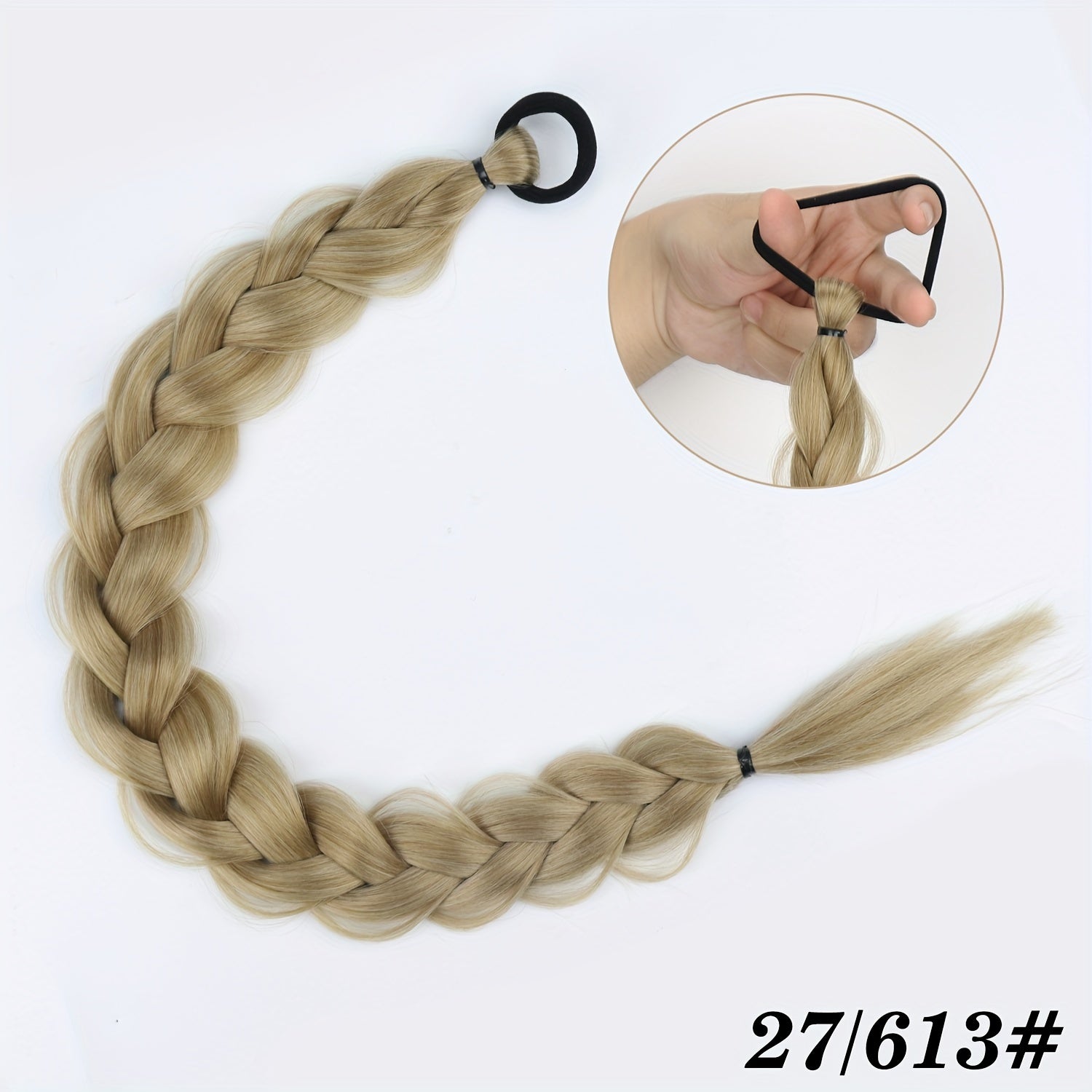 Long Braided Ponytail Extension with Elastic Tie - Heat-Resistant Synthetic Hair for Women, Wrap-Around Ponytail for Daily & Party
