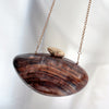 Coffee Brown Acrylic PVC Evening Bag with Pearl Chain, Removable Shoulder Strap and Magnetic Closure for Weddings and Dinners
