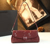 Elegant Snake-Print Baguette Crossbody Bag — Detachable Strap & Wristlet, Split Leather