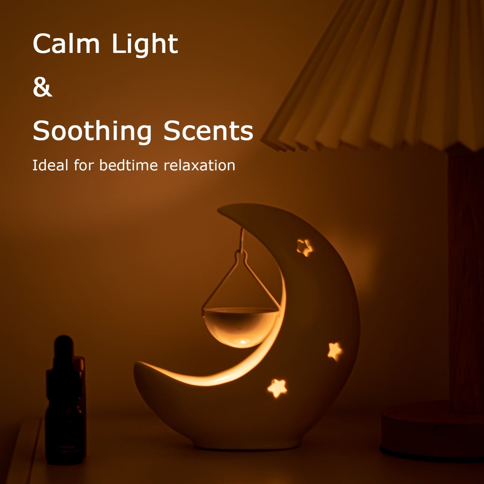 Star and Moon Ceramic Candle Holder | Essential Oil Diffuser & Arabian Desktop Home Decor | Eid & Holiday Gift