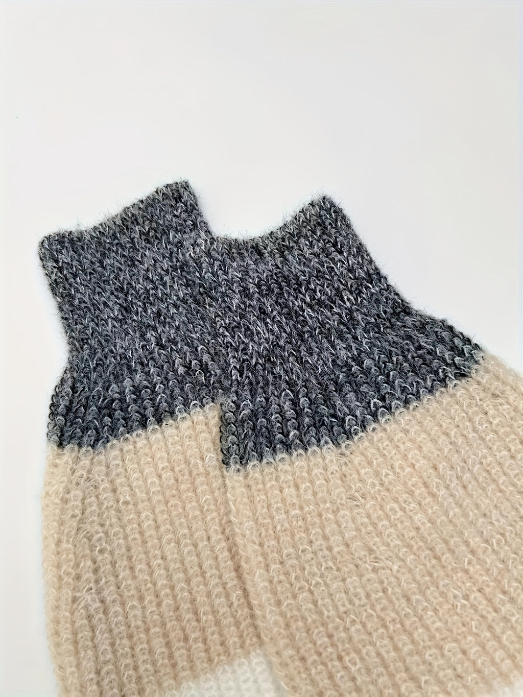 Color Block Fuzzy Knit Sweater Dress – Crew Neck Drop Shoulder Lantern Sleeves for Fall & Winter