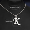 Silvery Alphabet Pendant Necklace (A-D) with Sparkling Stones - Stainless Steel Initial Necklace, Personalized Gift