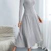 Plus Size Fit & Flare Long Sleeve Dress — Lapel Collar, Button Front Flared Skirt for Office & Fall/Winter