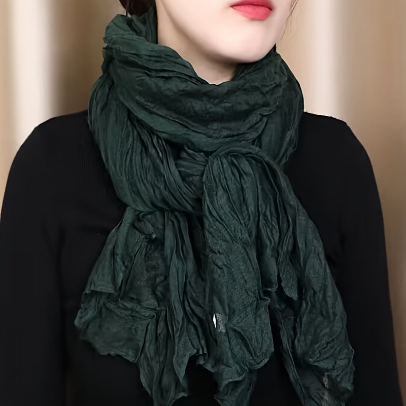 Solid Color Bali Yarn Scarf Thin Breathable Soft Shawl Versatile Travel Sunscreen Head Wrap