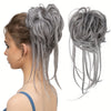 Curly Ponytail Hair Extension with Straight Tail - Messy Bun Hairpiece, Heat-Resistant High-Temperature Fiber Updo for Women