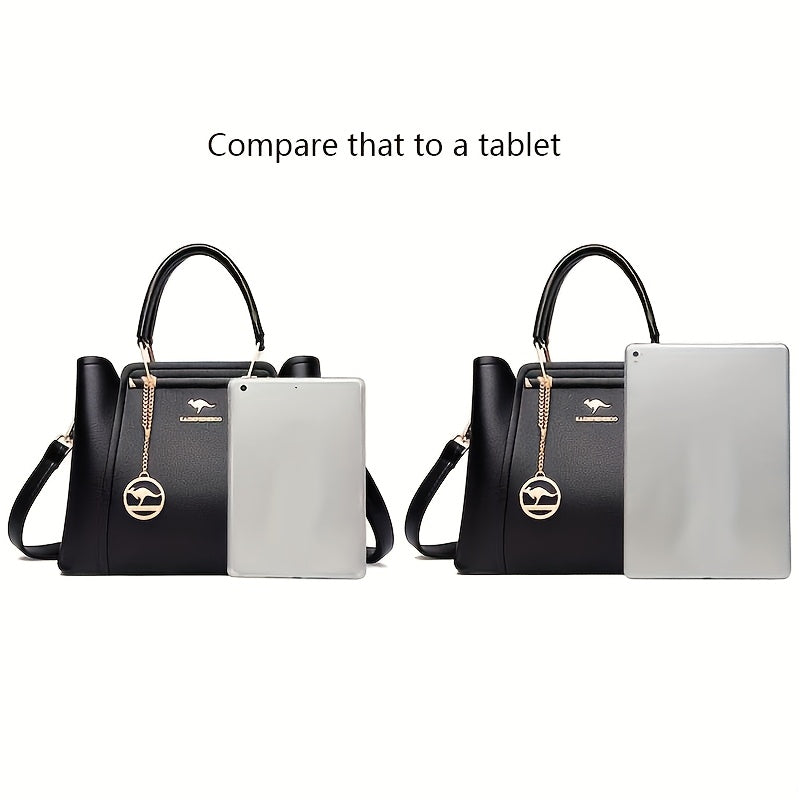 Chic Black Tote Bag for Women – Polyester-Lined PU Zip Closure Casual Everyday Handbag