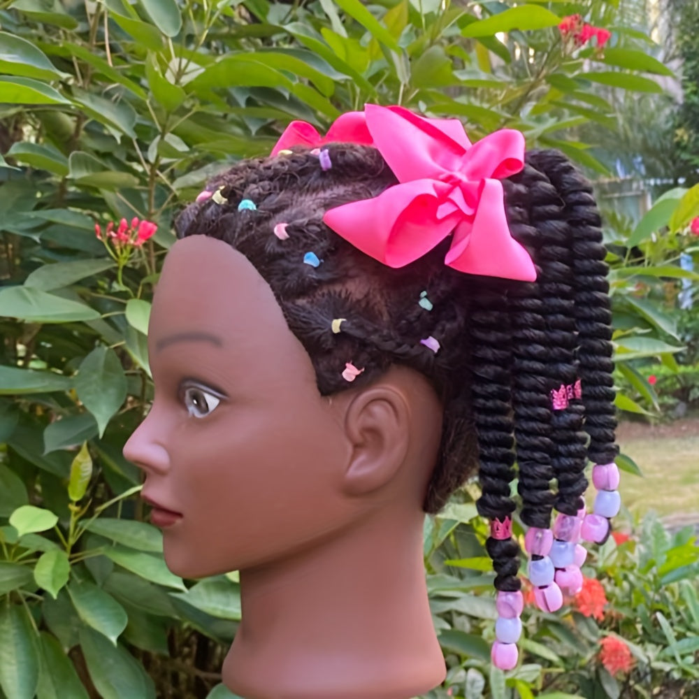 2-Pack Braided Ponytail Hair Extensions with Beads – Afro Twist Dreadlocks for Girls, Cosplay & Party Accessories