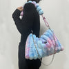 Tie-Dye Plush Crossbody Bag for Women – Large Capacity Shoulder Bag with Adjustable Detachable Strap & Zip Closure
