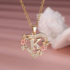 Gold & White Cubic Zirconia Heart-Shaped Rose Letter Pendant Necklace for Women, Valentine's Gift